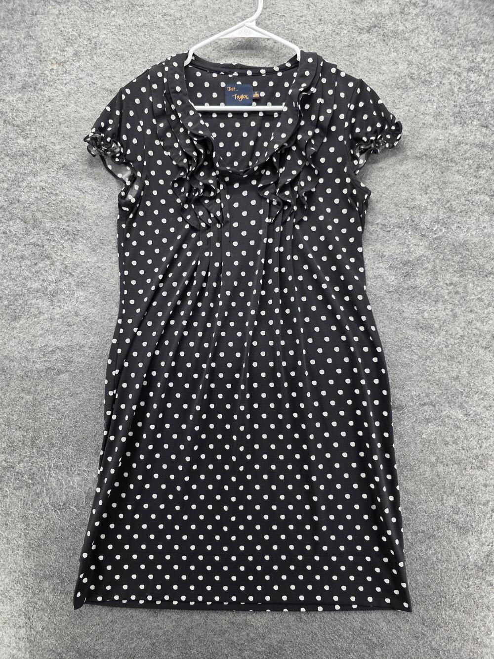 Just Taylor Dress Womens 6 Black Fit & Flare Knee Length Scoop Neck Ruffle